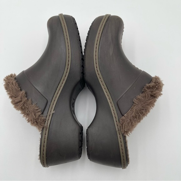 CROCS Cobbler Eva Clogs Heeled Mules Faux Fur Women’s Sz 7 Slip On Casual - Picture 9 of 14